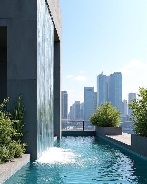 Chute d'eau verticale sur terrasse