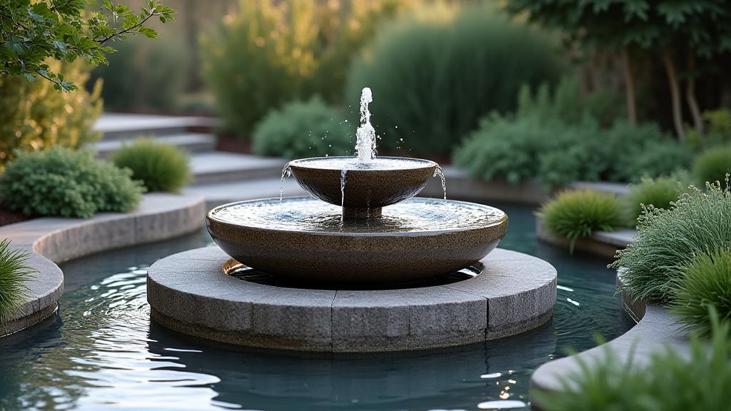 Fontaine de jardin avec bassin naturel