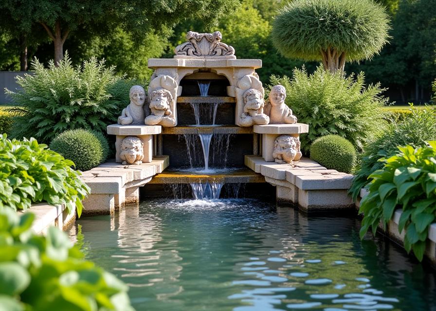 Cascade décorative dans jardin à Lyon